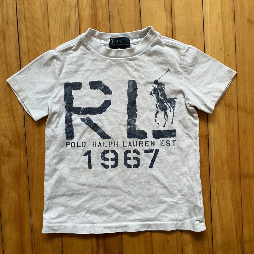 Polo Ralph Lauren RL Est 1967 Graphic T Shirt Kids Size 4T White Cotton